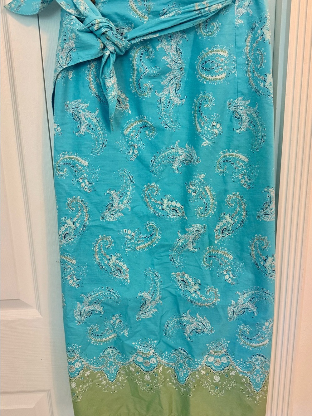 Women’s Turquoise Paisley Tie-Waist Skirt